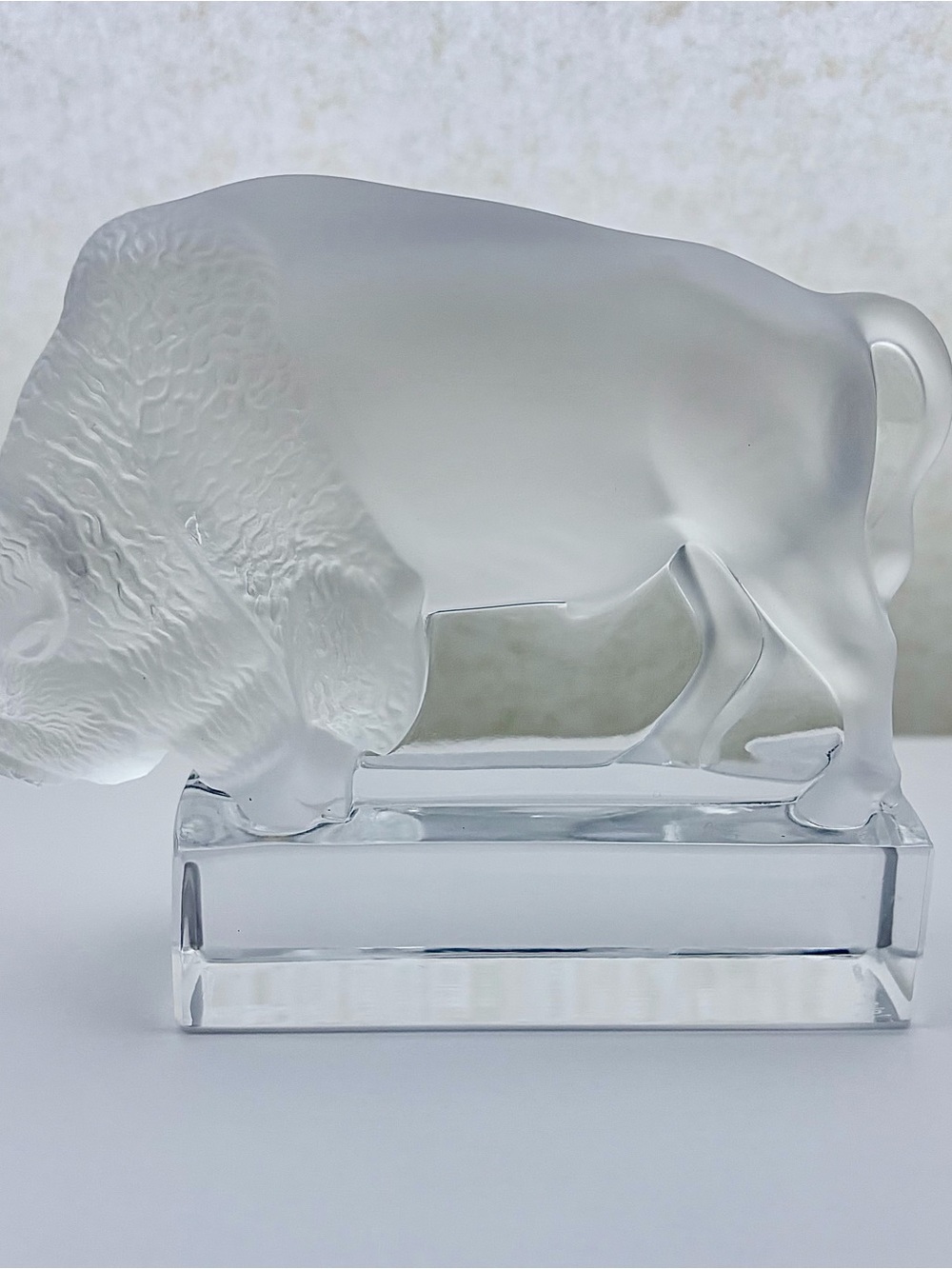 Vintage Lalique Bison/Buffalo Crystal Paperweight